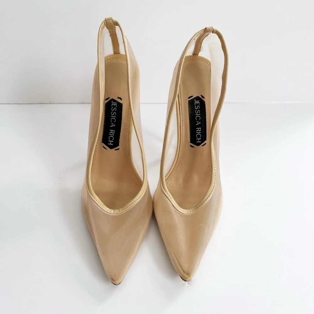 Jessica Rich Sheer Pump Stiletto Heels (Nude)